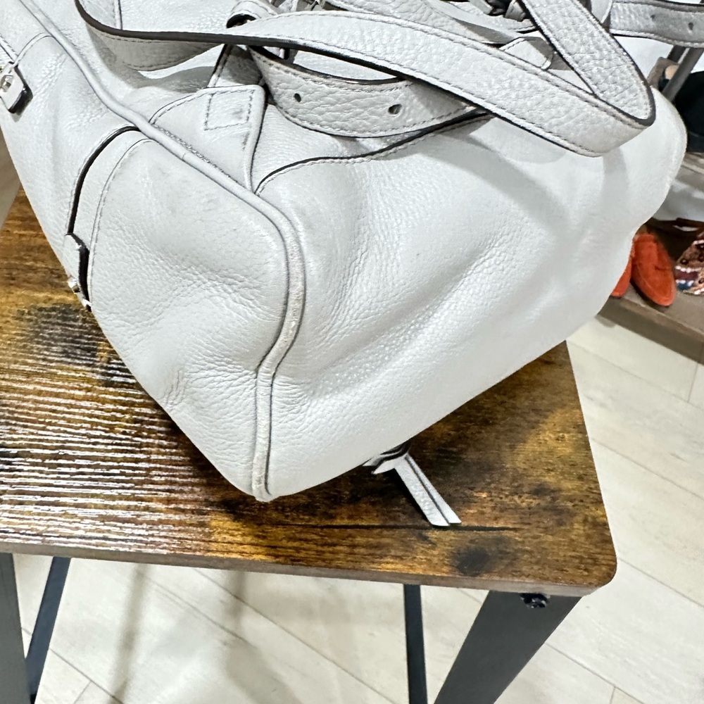 Michael Kors Light Gray Pebbled Leather Backpack - Picture 9 of 10